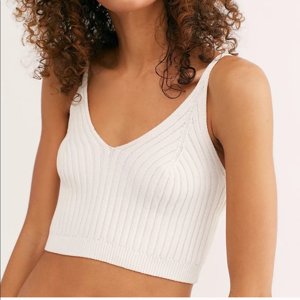Free People white cropped knit tank (S)
